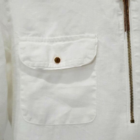 Ellen Tracy Womens 100% White Linen Shirt, Size Small - Picture 6 of 8